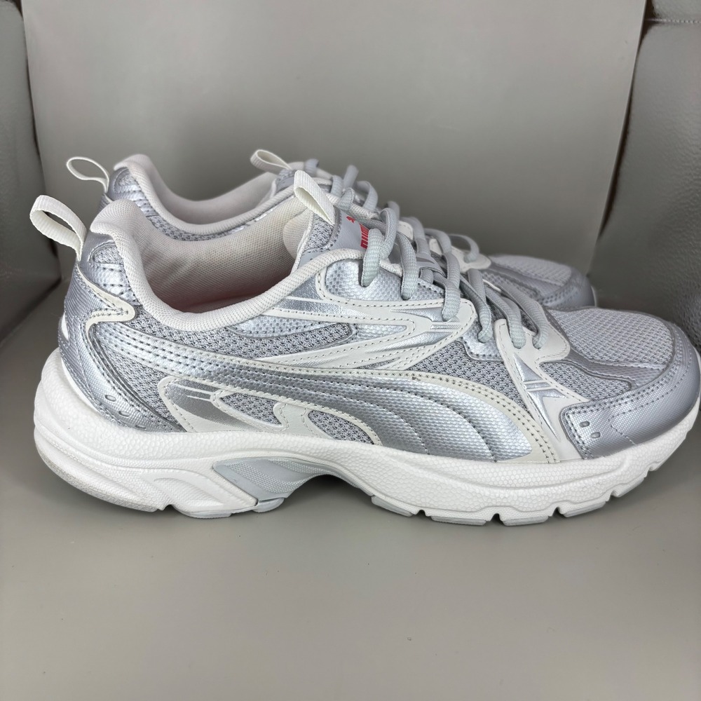 Puma Morphic Metallic Silver Frosted Ivory Women Sneakers 402947-06 Size 11